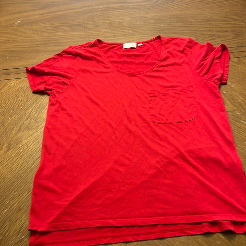 Aritzia Wilfred Free Red One Pocket Short Sleeve Long T-Shirt Small
